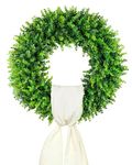 DDHS 20'' Boxwood Wreaths Front Door Artificial Spring Wreath. Wreaths for Front Door Farmhouse Wedding Green Year Round Indoor Outdoor for Summer Wreath Decorations