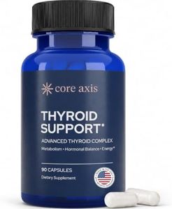Core Axis Iodine-Free Thyroid Support for Women with Hashimotos & Hypothyroidism - Myo-Inositol 600mg, Selenium, S-Acetyl Glutathione, Methylfolate & Methyl-B12 - No Ashwagandha - 90 Capsules