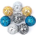 8 Pieces Mosaic Glass Orbs Balls Mosaic Sphere Glass Globe Decorative Orbs Centerpiece Balls Decorative Glass Balls for Bowls Vases Dining Table Centerpiece Decor