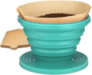 COLETTI Sierra Collapsible Coffee Pour Over Dripper — Camping Coffee Filter — Includes Pack of Paper Filters (Teal)