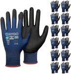 KAYGO Work Gloves MicroFoam Nitrile Coated KG19NB, Seamless Knit Nylon Safety Work Gloves with Micro Dots on palm, Ideal for General Purpose,Automotive,Home Improvement,Painting(12, S)