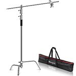 Bonnlo Pro Heavy Duty C-Stand with Hold Arm, Grip Head and Upgraded Carry Bag, 10 feet/3 meters Adjustable Stainless Steel Light Stand for Video Reflector, Monolight and Other Photographic Equipment