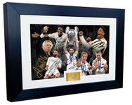 12x8 A4 Real Madrid 2024 Champions Leagues Winners Bellingham Vinicius Junior Carvajal Modric Kroos Nacho Ancelotti Autographed Signed Photo Photograph Picture Frame Football Soccer Poster Gift