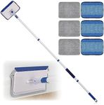 Qaestfy Skirting Borad Cleaner Tool with Handle, Wall Floor Mop with Extendable Long Handle Duster for Cleaning Window, Floor, Skirting Board, Ceiling, Shower, Tub Tile, Kitchen with 6 Reusable Pads