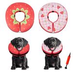 ipetstation Inflatable Dog Cone,Waterproof Fabric Comfy Pillow,Dog Cone Alternatives,Dog Cones Recovery Collars Dog Donut Doughnut Collar (Red, S(Neck:18-30cm))