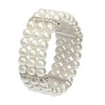 Girls Adf - Bracelet 3-Row Glass Pearl Stretch Bracelet Multilayer Pearl Elastic Bangle, Wedding Jewelry (Modern, Adf, Glass, One Size, 1, Br-3Ldmoc-Cj114)