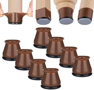 Aneaseit Chair Leg Sliders for Carpet - 1 1/2" x 8 pcs Brown - Silicone Heavy Duty Furniture Movers w/PTFE Bottom - Table Feet Covers Pads Protectors for Smooth Glides - Medium