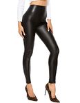 RIOJOY Faux Leather Leggings for Women Wet Look Full Length High Waist Leather Trousers, #2 Matte, M