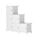 AWTATOS Cube Storage with Doors is a Stackable 6 Cube Storage Unit Designed for Bedroom and Clothes Storage Unit, DIY Modular Storage Cubes, Portable Wardrobe and Under Stairs Storage Unit White