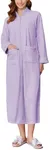 Ekouaer Women's Zipper Robes Fleece Robe Zip Bathrobe Long Sleeve Housecoat with Pockets Lilac XL