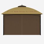 SunCula Replacement 10'x12' Gazebo Curtains Waterproof, Universal Privacy Shade Curtains 4-Panels sidewall with Zipper, Outdoor Curtains for Patio, Backyard, Garden-Brown (Only Curtains)