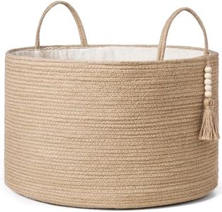 Mkono Extra Large Laundry Basket Woven Storage Baskets for Blankets Toys Clothes Organizer, Decorative Clothes Hamper 21.7" x 13.8"