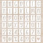 Letter Stencils 3 Inch Cursive Stencil Letters Number Template 42 Pcs Letter Stencils for Crafts Reusable Stencils for Painting Chalkboard Wood Signs Wall Art(3inch)