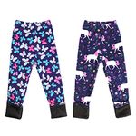 Yinbwol 2 Pack Girls Fleece Lined Leggings Autumn Winter Warm Thick Tights Plush Cotton Leggings