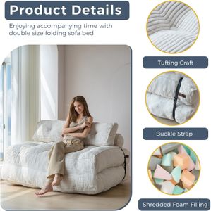 MAXYOYO Folding Sofa Bed – Navy Single Sleeper Chair
