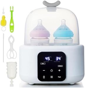 Baby Bottle Warmer, Double Milk Bottle Sterilizer with LCD Display, Fast Baby Food Heating & Defrost, BPA-Free 24H Thermostat Night Light Accurate Temperature Control for Breastmilk Formula Warmer