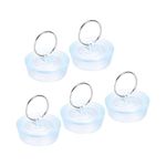 uxcell Rubber Sink Plug, 5pcs Clear Drain Stopper Fit 1-3/8" to 1-29/64" Drain with Hanging Ring for Bathtub Kitchen and Bathroom