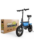 UBOARD Space Bike Electric Foldable Mini E-Bike|250W Motor, 36V 8Ah Battery, Up to 30 km Range, 25 km/h|Lightweight Frame, Adjustable Seat, Dual Disc Brakes, LED Lights & LCD Display – Blue