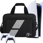 FCQQYWZ Carrying Case for PS5 Case Travel Bag, Large Capacity PS5 Protective Case Storage Bag Compatible with Playstation 5 Disk/ Digital Edition Console, Controllers, Game Cards, Accessories-BLACK