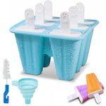 VOXXU 6 Slot Silicone Ice Lolly Moulds with Drip Stick, Funnel & Cleaning Brush – Reusable Popsicle Mould | Easy to Remove Ice Pop Moulds | Flexible & Durable Ice Lollies Moulds | BPA Free Lolly Maker