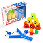 Ratna's Sharp Shooter with 6 Plastic Cup Targets & 4 Balls, Slingshot Catapult Gulel Power Blaster Archery for Kids 5+ Years (Multicolour)