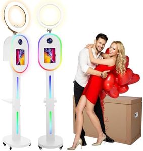 RDYMONKEY Photo Booth for All iPad and for Camera Dualuse Selfie Station Shell Stand APP Control RGB Ring Light Music Sync Light Box Photobooth Machine with Honeycomb Box for Rental