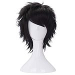 Morvally Short Messy Black Heat Resistant Synthetic Hair Wigs for Cosplay Halloween Anime