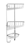 Croydex Three Tier Corner Shower Caddy - Durable Steel Bathroom Shelves with Chrome Finish for Modern Bathrooms, 3-Tier Shower Corner Shelves with Hooks, Easy Installation, 5kg Load Capacity