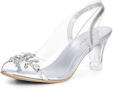 Allegra K Women's Flower Rhinestone Peep Toe Heels Silver Sandals - 8 M US