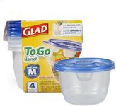 Glad Food Storage Containers, To Go Lunch, 32 Ounce, 4 Count (Pack of 3)