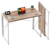 Coavas 31.5 inch Folding Desk No Assembly Required, Writing Computer Desk Space Saving Foldable Table Simple Home Office Desk, Oak
