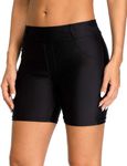 Charmo Women's Long Swimming Shorts Sport Swim Jammer Boyleg Surfing Swim Bottoms Black L