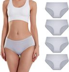 SERISIMPLE Viscose Bamboo Women Luxury Underwear Silky Comfy Ultra Soft Briefs Breathable Stretch High&Mid Waist Panties 4 pack (Mid-Grey, X-Large)