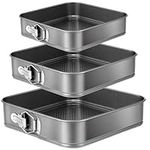 Yetthpowr Springform Cake Pan Set of 3 (9, 10, 11 Inch) Square Baking Pans Nonstick Cheesecake Pans with Removable Bottom Stainless Steel Bakeware for Cake, Cheesecakes, Pizza, and Quiches