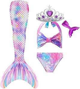 Mermaid Tails for Swimming Swimsuit Costume, Bathing Suit Princess Bikini Sets Cosplay Girls Kids (No Monofin)