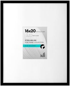 Americanflat 16x20 Picture Frame in Black - Use as 6x8 Picture Frame with Mat or 16x20 Frame Without Mat - Thin Border Photo Frame with Plexiglass Cover - Vertical or Horizontal Wall Display