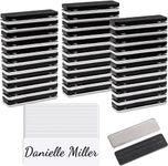 50 Set Magnetic Name Tags with Blank Name Tag Labels, Reusable Magnetic Name Badge, 3 x 1 Inches White Round Corners and Plastic Badge for ID Jacket Shirts School Office Supplies