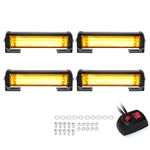 Afurkuot 4-in-1 COB Amber Beacon Strobe Light with Switch, 16 Flash Mode COB Strobe Light Bars Hazard Beacon Strobe Light Emergency Strobe Lights for Vehicles Bumper Trucks ATV UTV Tractor Cars