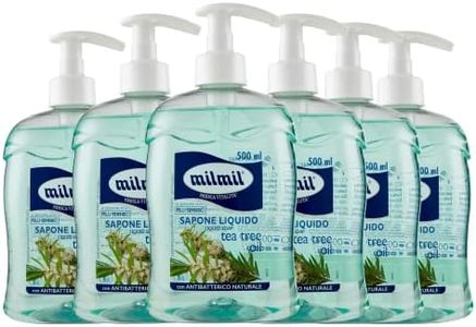 Milmil Sapone Liquido, Fragranza Tea Tree Oil, Formula Idratante per Pelli Sensibili, con Dispenser, Sapone Mani, Viso e Corpo, Dermatologicamente Testato - 6 x 500 ML