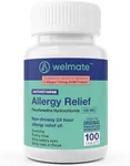 WELMATE Allergy Relief | Fexofenadine HCl 180 mg Non-Drowsy Antihistamine | 100 Count Tablets | 24 Hour All Day Support