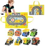 Locisne 8 Simulation Rebound Car Sets (Including Popular Models Loader & Dump Truck)+multifunctional Parking Scene Game Yellow Handbag, Parent-Child Entertainment, Children Aged 3+ to Play and Learn