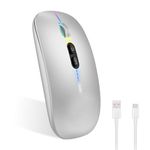 Verilux® Wireless Mouse Rechargeable, [Battery Level Visible] 3 Modes 2.4G & 3.0BT & 5.0BT Bluetooth Mouse for Laptop, 1600DPI Ergonomic Silent Mouse Wireless for Laptop Mac PC iPad(Sliver)