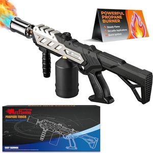 Powerful Propane Torch with Detachable Design, Kitchen Blow Torch Gun with Adjustable Flame, Torch Burner Flamethrower for BBQ, Charcoal Lighter, Campfire, Weeding (Tank Not Included)