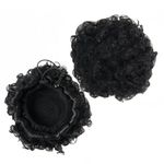 Wanfoou 2 Pcs Puff Afro Ponytail Drawstring Short Afro Synthetic Curly Hair Bun Puff Ponytail Small Size Synthetic Hair Buns Curly Hair Donut Chignon Accessories (Black)