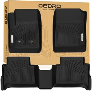 OEDRO Floor Mats Fit for 2015-2022 Chevy Colorado Crew Cab/GMC Canyon Crew Cab, Unique Black TPE All-Weather Guard Includes 1st and 2nd Row: Front, Rear, Full Set Liners