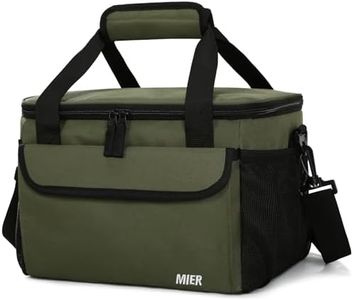 MIER Large Lunch Box for Men, Insulated Lunch Bags Soft Coolers Bag with Shoulder Strap for Adults Work Beach Picnic Travel, 18 Cans, Army Green