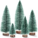 The Decor Wick Set of 5 Table Tree Resin Desk Christmas Tree Table top X-mas Decoration for Home NAD Office with Wooden Base (Pack of 5 - Green Pine Tree