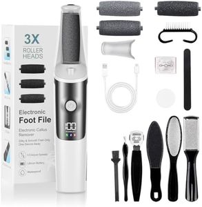 PKBD Electric Foot File for Hard Skin Remover Feet Callus Professional Pedicure Tool with Accessories Kit, 3 Speeds-Waterproof Ultra-Long Battery Life, Easy To Carry Foot Care Gift for Women&Men-White