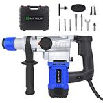 SDS-Plus Rotary Hammer Drill, Corded Drills, Heavy Duty Chipping Hammers w/Vibration Control & Safety Clutch, Electric Demolition Hammers Variable Speed-Including 3 Drill & Case