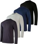 Real Essentials 4 Pack: Men's Dry-Fit UV Moisture Wicking UPF 50+ SPF Sun Protective Fishing Hiking Active Long Sleeve Shirt, Set G, XX-Large